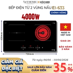Bếp điện từ đôi Kocher EI-633 -  Bảo hành 3 năm