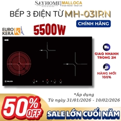 Bếp điện từ kết hợp Malloca MH-03IRN 3 vùng nấu - Hàng chính hãng Malloca