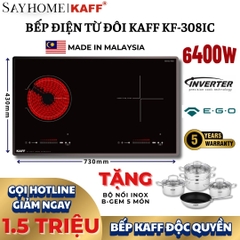 Bếp từ kết hợp hồng ngoại đôi KAFF KF-308IC - Bảo hành chính hãng 5 năm tại nhà