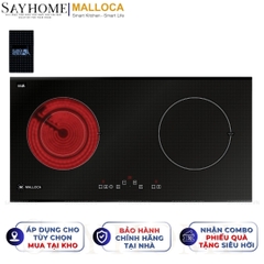 Bếp điện từ đôi kết hợp Malloca MH-02IR SB - Hàng chính hãng Malloca