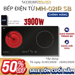 Bếp điện từ đôi kết hợp Malloca MH-02IR SB - Hàng chính hãng Malloca