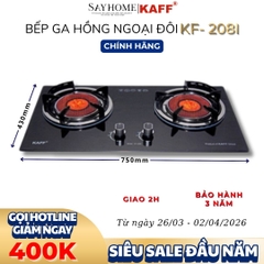 Bếp ga hồng ngoại đôi KAFF KF-208I - Bảo hành chính hãng 3 năm