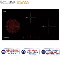 Bếp điện từ kết hợp Malloca MH-03IRN 3 vùng nấu - Hàng chính hãng Malloca