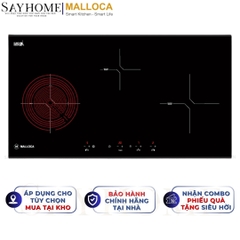 Bếp điện từ kết hợp Malloca MH-03IRN 3 vùng nấu - Hàng chính hãng Malloca