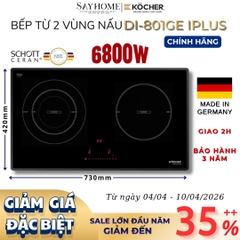Bếp từ đôi Kocher DI 801GE IPLUS -  Bảo hành 3 năm