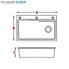 Chậu rửa chén bát B-GEM BG-7548/7848/8050 Sky 3D bán nguyệt inox304 1 ngăn - Hàng chính hãng B-GEM