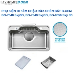 Chậu rửa chén bát B-GEM BG-7548/7848/8050 Sky 3D bán nguyệt inox304 1 ngăn - Hàng chính hãng B-GEM