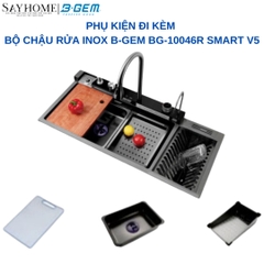 Bộ chậu rửa chén B-GEM BG-10046R SMART V5 inox su304 5 phím hiển thị nhiệt độ - Hàng chính hãng B-GEM