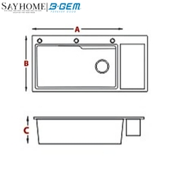 Bộ chậu rửa chén B-GEM BG-10046R SMART V5 inox su304 5 phím hiển thị nhiệt độ - Hàng chính hãng B-GEM