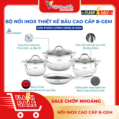 Bộ nồi B-Gem Belly BG-988 ARIC Inox304 cao cấp kèm chảo chống dính kim cương tại thành phố Hồ Chí Minh