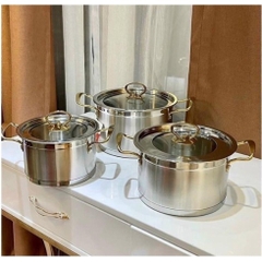 Bộ 3 nồi EBBERG EB-8003 inox 3 đáy - Hàng chính hãng