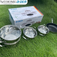 Bộ nồi B-GEM BG-888NEW 5 món -Hàng chính hãng B-GEM