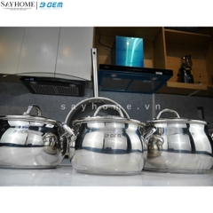 Bộ nồi bầu B- GEM BELLY BG-988 ARIC inox 304 cao cấp kèm chảo chống dính kim cương - Hàng chính hãng