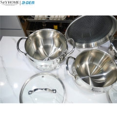 Bộ nồi bầu B- GEM BELLY BG-988 ARIC inox 304 cao cấp kèm chảo chống dính kim cương - Hàng chính hãng