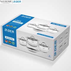 Bộ nồi bầu B- GEM BELLY BG-988 ARIC inox 304 cao cấp kèm chảo chống dính kim cương - Hàng chính hãng