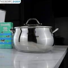 Bộ nồi bầu B- GEM BELLY BG-988 ARIC inox 304 cao cấp kèm chảo chống dính kim cương - Hàng chính hãng