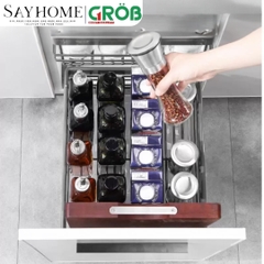 Kệ đựng gia vị GROB C1NN.T30/T35/T40/T45 đa năng hợp kim nhôm phủ Nano, nan Oval - Hàng chính hãng GROB