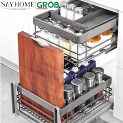 Kệ đựng gia vị GROB C1NN.T30/T35/T40/T45 đa năng hợp kim nhôm phủ Nano, nan Oval - Hàng chính hãng GROB
