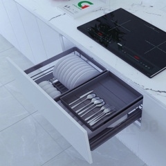 Kệ đựng bát đĩa GROB C1NNB.60/70/75/80/90 đa năng hợp kim nhôm phủ Nano, nan Oval - Hàng chính hãng GROB