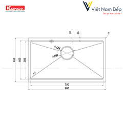 Chậu rửa bát Workstation Sink – Undermount Sink KN8046SU - Chính hãng KONOX