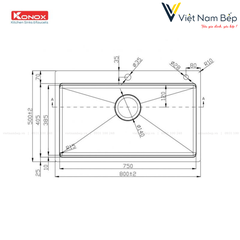 Chậu rửa bát Workstation Sink – Topmount Sink KN8050TS - Chính hãng KONOX