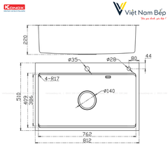 Chậu rửa bát chống xước Workstation Sink – Undermount Sink KN8146SU Dekor - Chính hãng KONOX