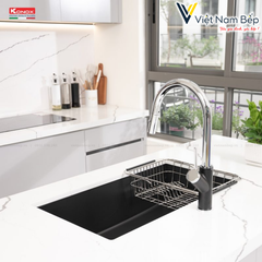 Chậu rửa bát Granite Sink Naros 760S – Black - Chính hãng KONOX