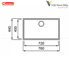 Chậu rửa bát Granite Sink Naros 760S – Grey - Chính hãng KONOX