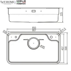 Chậu rửa chén bát 1 hố NOBINOX ARVO B085 85cm tại thành phố Hồ Chí Minh
