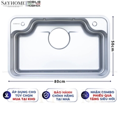Chậu rửa chén bát 1 hố NOBINOX ARVO B180 80cm - Bảo hành lên đến 10 năm