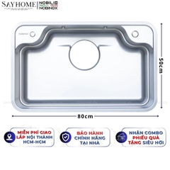Chậu rửa chén bát 1 hố NOBINOX ARVO B180 80cm - Bảo hành lên đến 10 năm