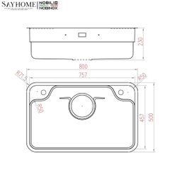 Chậu rửa chén bát 1 hố NOBINOX ARVO B180 80cm - Bảo hành lên đến 10 năm