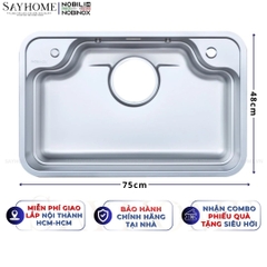 Chậu rửa chén bát 1 hố NOBINOX ARVO B275 75cm - Bảo hành lên đến 10 năm