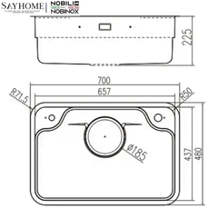 Chậu rửa chén bát 1 hố NOBINOX ARVO B370 70cm tại thành phố Hồ Chí Minh