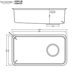 Chậu rửa chén bát 1 hố NOBINOX NOVA A284B 82cm tại thành phố Hồ Chí Minh