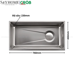 Chậu rửa chén bát Nhật 1 hố inox 304 GROB 76/86cm - Chính hãng
