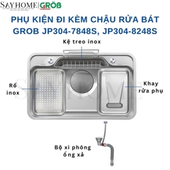 Chậu rửa bát GROB JP304-7848S, JP304-8248S 1 hố kiểu dáng Nhật Bản - Hàng chính hãng