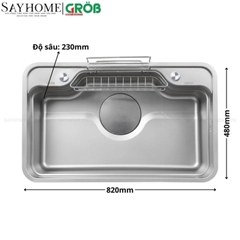 Chậu rửa bát GROB JP304-7848S, JP304-8248S 1 hố kiểu dáng Nhật Bản - Hàng chính hãng