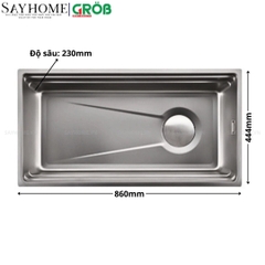 Chậu rửa chén bát Nhật 1 hố inox 304 GROB 76/86cm - Chính hãng