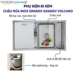 Chậu rửa chén bát 1 hố inox 304 GRANDX GX6845V VOLCANO 68cm - Chính hãng