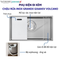 Chậu rửa chén bát 1 hố inox 304 GRANDX GX6845V VOLCANO 68cm - Chính hãng