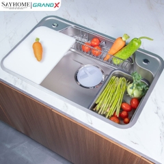 Chậu rửa chén bát 1 hố inox 304 GRANDX GX7548JP HIKARI 75cm - Chính hãng