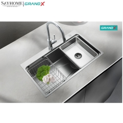 Chậu rửa chén bát 1 hố inox 304 GRANDX GX7650SV VOLCANO 76cm tại thành phố Hồ Chí Minh