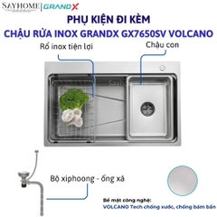Chậu rửa chén bát 1 hố inox 304 GRANDX GX7650SV VOLCANO 76cm tại thành phố Hồ Chí Minh