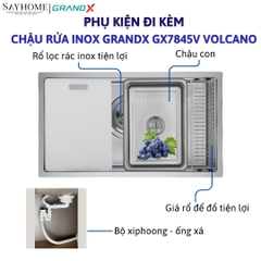 Chậu rửa chén bát 1 hố inox 304 GRANDX GX7845V VOLCANO 78cm - Chính hãng