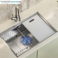 Chậu rửa chén bát 1 hố inox 304 GRANDX GX7046S SMOOTH  78cm - Chính hãng