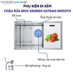 Chậu rửa chén bát 1 hố inox 304 GRANDX GX7846S SMOOTH 78cm -  Chính hãng