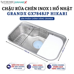 Chậu rửa chén bát 1 hố inox 304 GRANDX GX7848JP HIKARI 78cm - Chính hãng