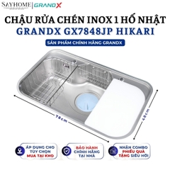 Chậu rửa chén bát 1 hố inox 304 GRANDX GX7848JP HIKARI 78cm - Chính hãng