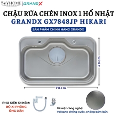 Chậu rửa chén bát 1 hố inox 304 GRANDX GX7848JP HIKARI 78cm - Chính hãng